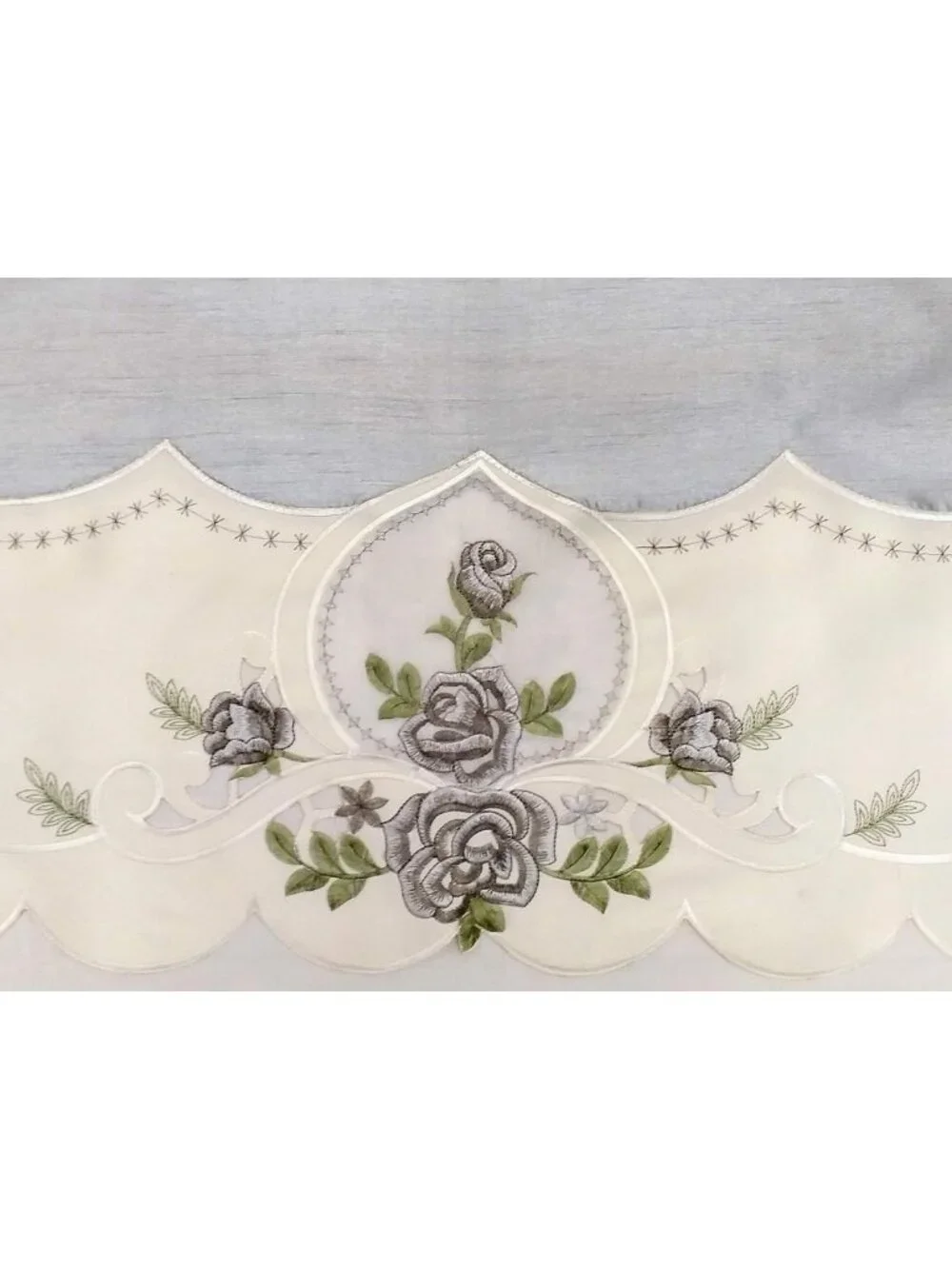 Elegant Silver Grey 3-Piece Kitchen Cafe Curtain Set with Swag & 24